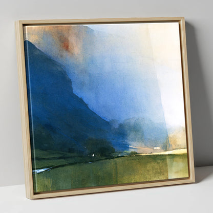 Valley Fells In Indigo Shadow lake district valley canvas wall art in natural frame
