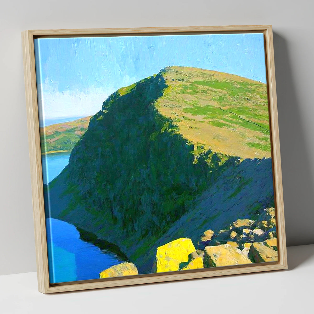 Old Man of Coniston Sunlit Ridge lake district fell canvas wall art in natural frame