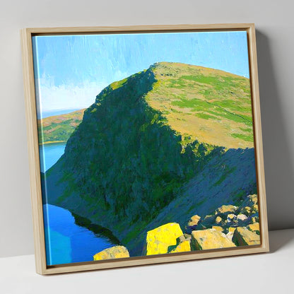 Old Man of Coniston Sunlit Ridge lake district fell canvas wall art in natural frame