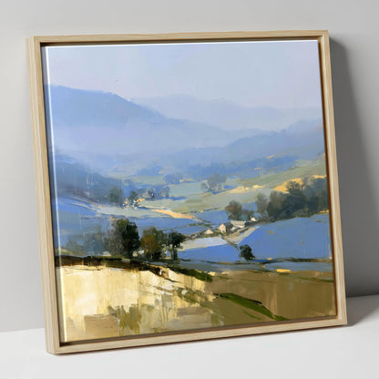 Morning Light on Misty Valley lake district sky canvas wall art in natural frame