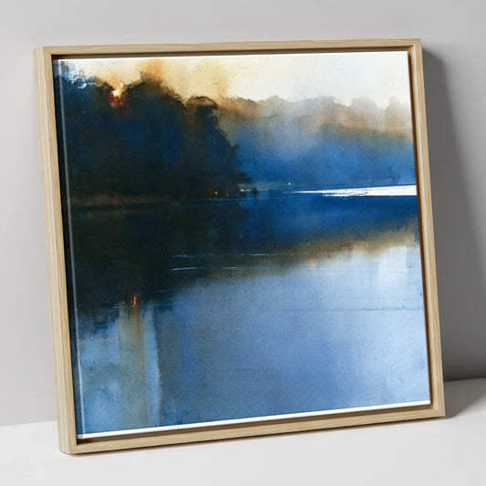 Indigo Lake at Dawn lake district lake canvas wall art in natural frame