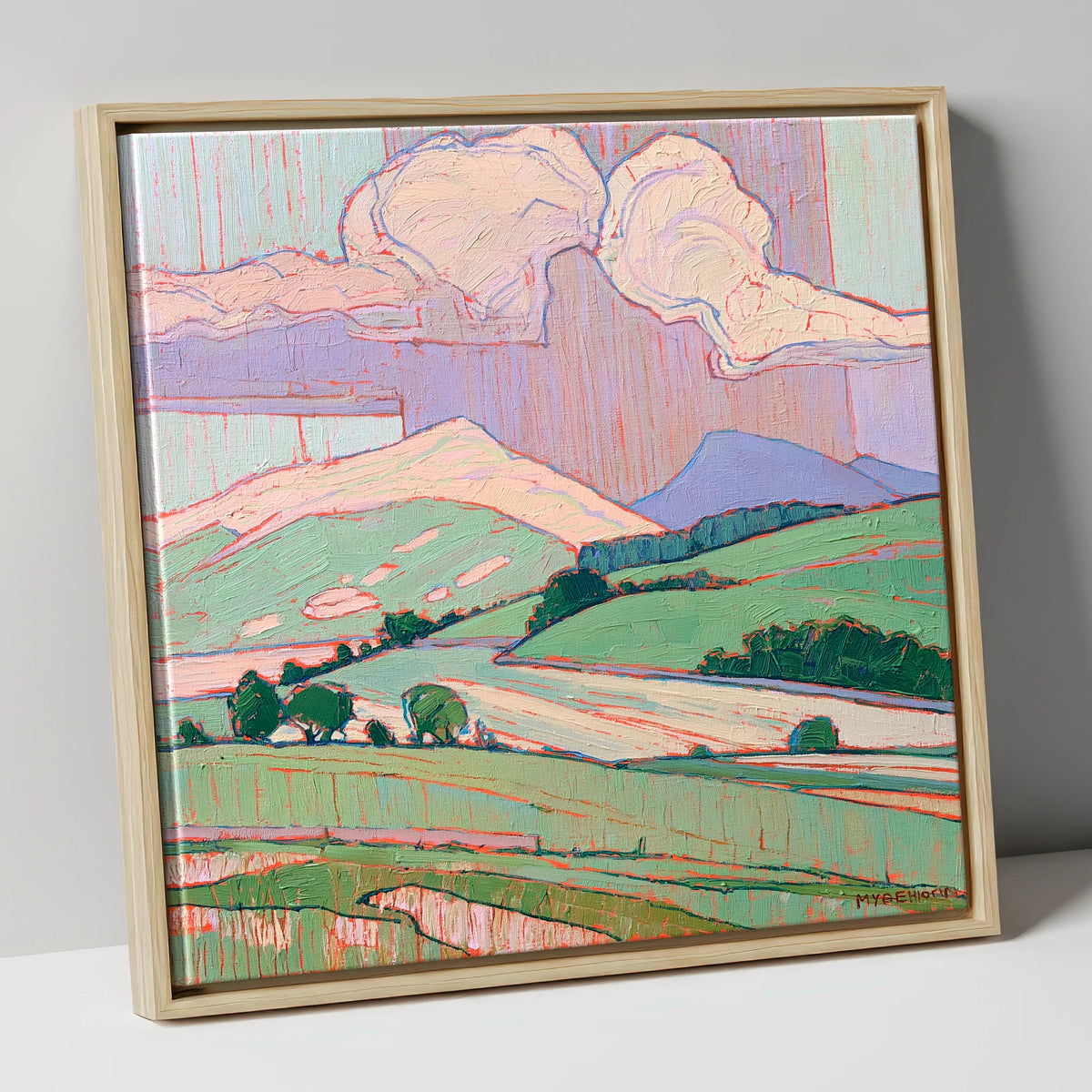 Vivid Fells Under Storm Clouds lake district sky canvas wall art in natural frame