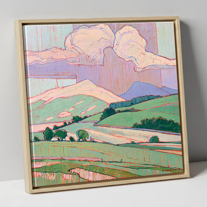 Vivid Fells Under Storm Clouds lake district sky canvas wall art in natural frame