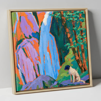 Vibrant Aira Force With Dog aira force wall art canvas wall art in natural frame