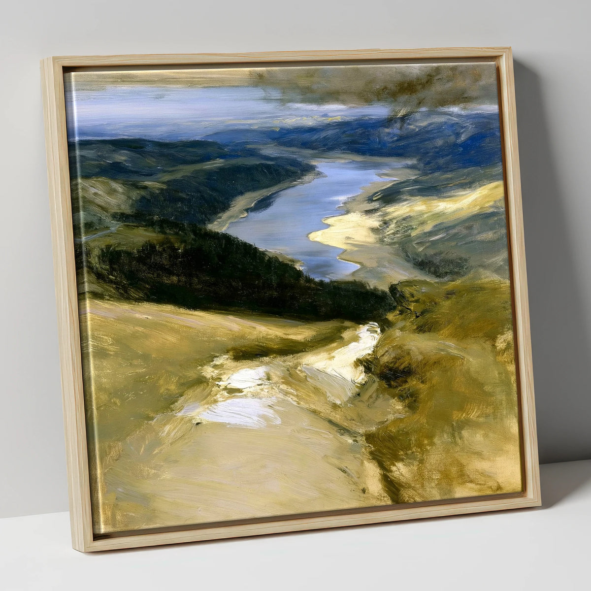 Thirlmere From The Helvellyn Path lake district lake canvas wall art in natural frame