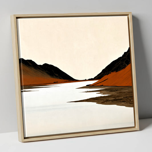 Rust Slopes Above Pale Lake lake district lake canvas wall art in natural frame