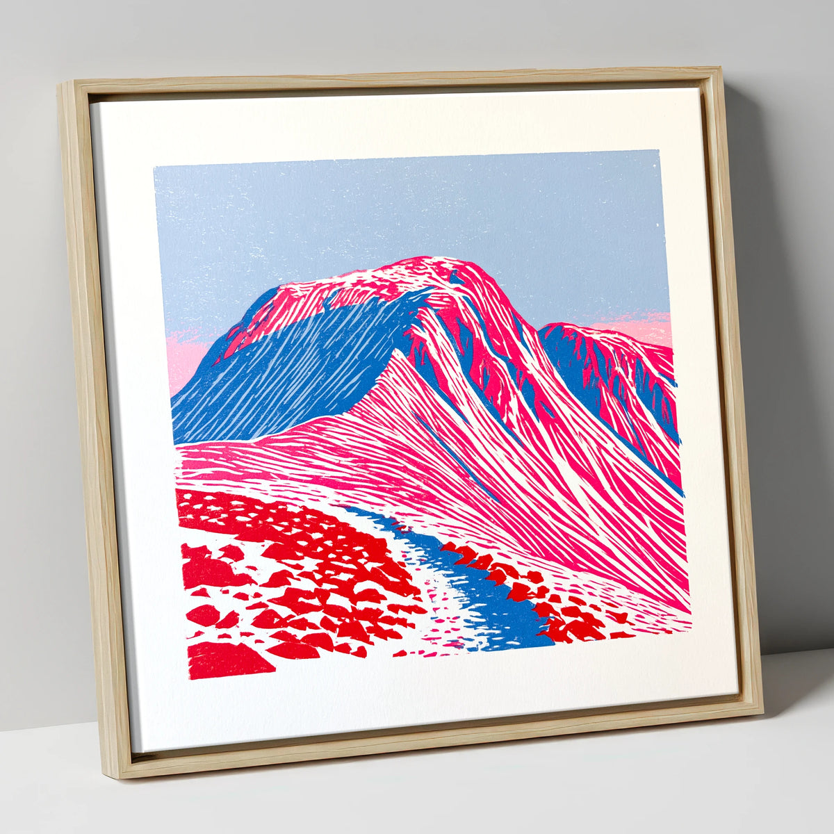 Vibrant Great Gable Peak lake district fell canvas wall art in natural frame