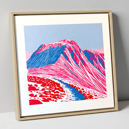 Vibrant Great Gable Peak lake district fell canvas wall art in natural frame