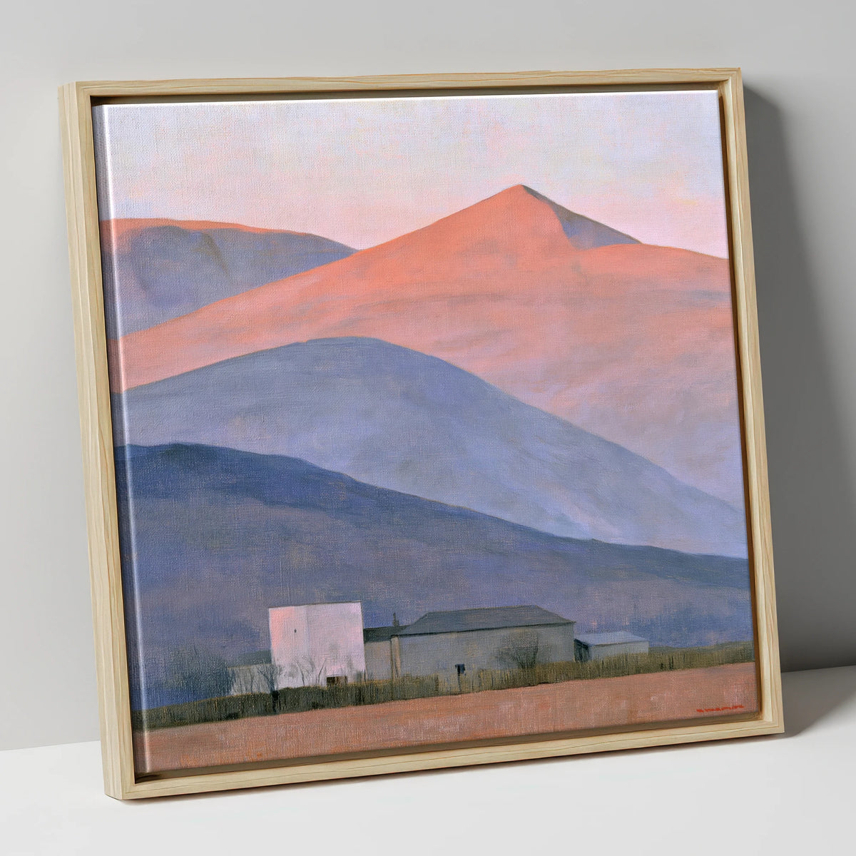 Evening Light on Lavender Fells lake district sky canvas wall art in natural frame