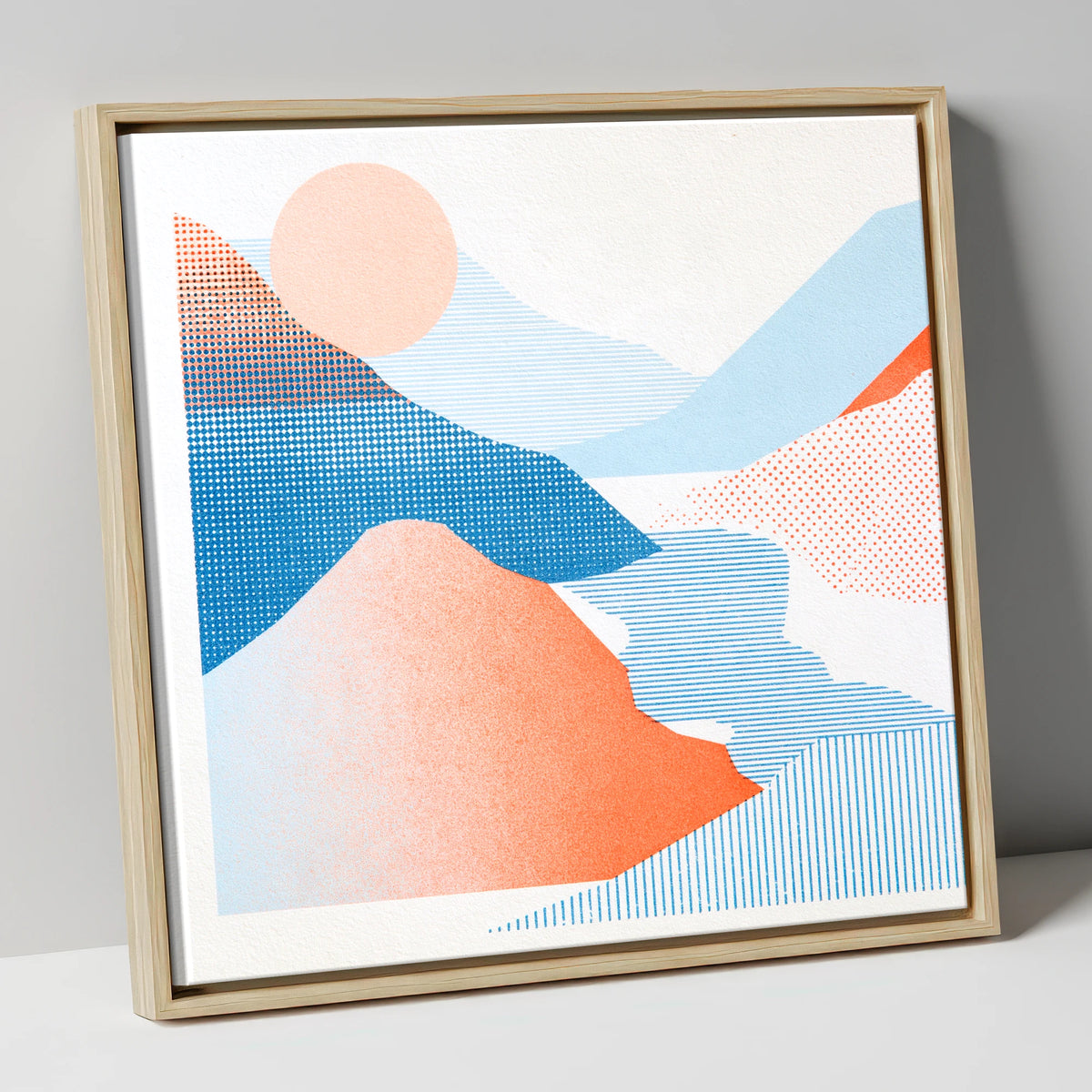 Graphic Eskdale Valley in Coral lake district valley canvas wall art in natural frame
