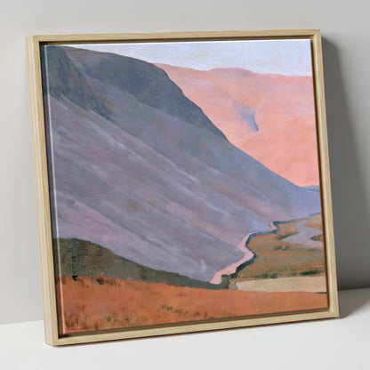 Pastel Fells and Drystone Wall lake district valley canvas wall art in natural frame