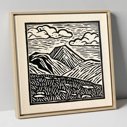 Great Gable In Monochrome lake district fell canvas wall art in natural frame