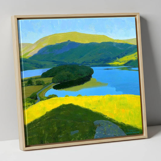 Vibrant Selside Pike Above Lake lake district fell canvas wall art in natural frame