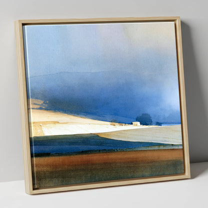 Patchwork Fields Under Indigo Sky lake district valley canvas wall art in natural frame