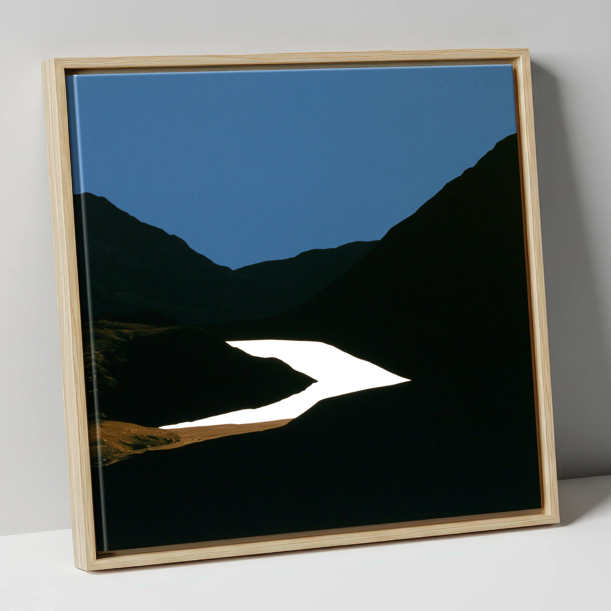 Luminous Lake Below Dark Fells lake district lake canvas wall art in natural frame