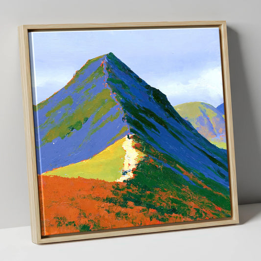 Vibrant Cat Bells Peak lake district fell canvas wall art in natural frame