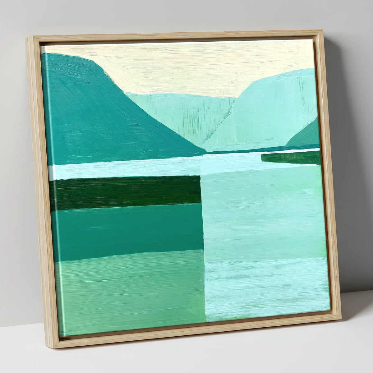 Modern Teal Wastwater Landscape lake district walking canvas wall art in natural frame