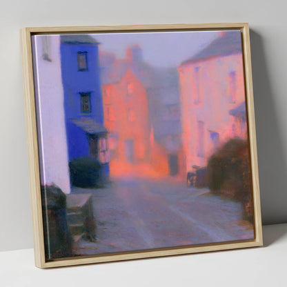 Twilight Haze Over Village Street lake district village canvas wall art in natural frame