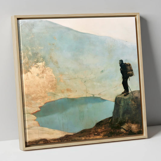 Helvellyn Walker Above Teal Tarn lake district fell canvas wall art in natural frame