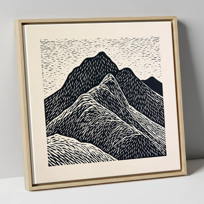 Bold Graphic Bowfell Peak lake district fell canvas wall art in natural frame