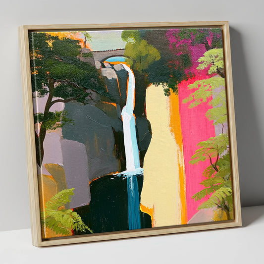Contemporary Aira Force Waterfall lake district waterfall canvas wall art in natural frame