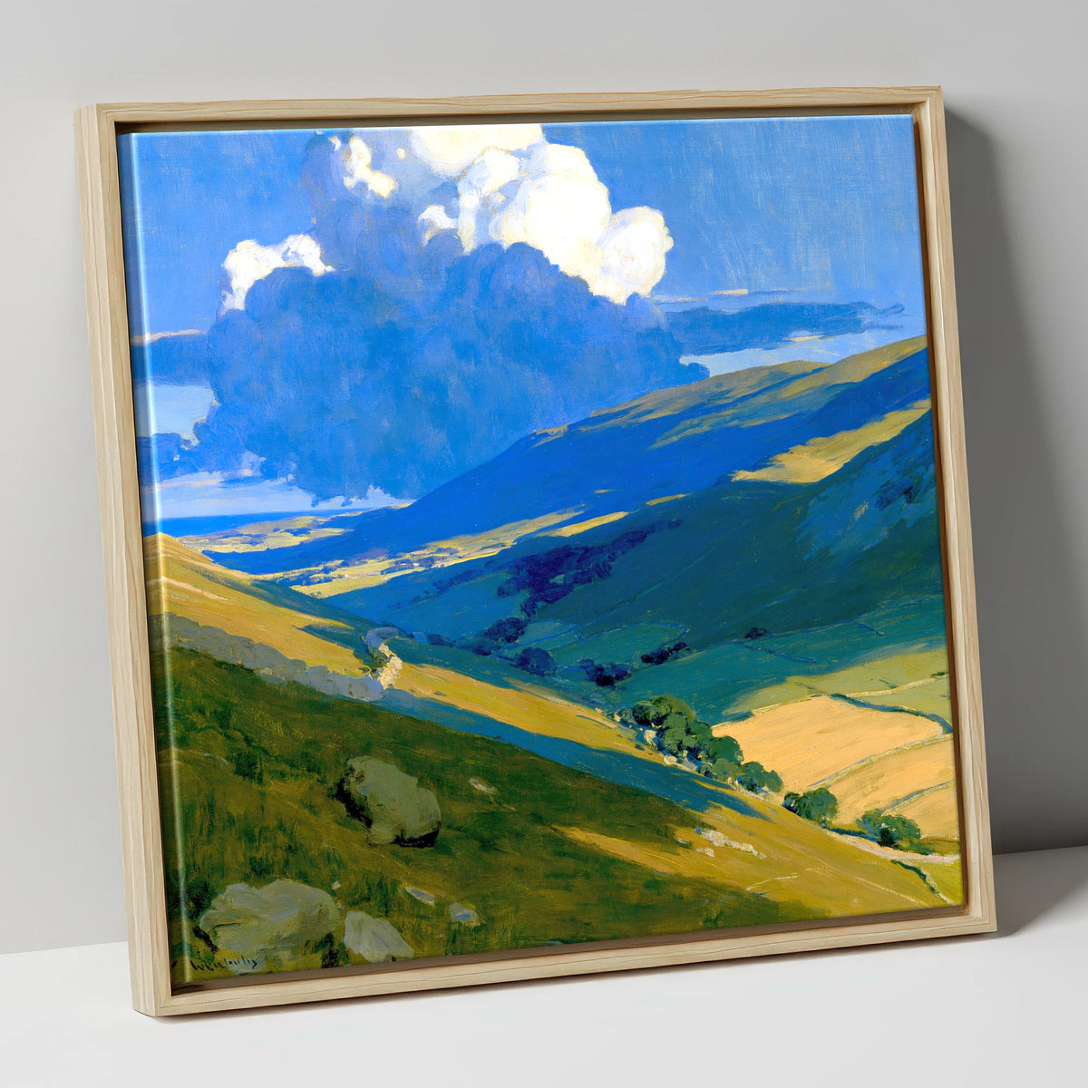 Rolling Fells Under Cloud Shadow lake district fell canvas wall art in natural frame