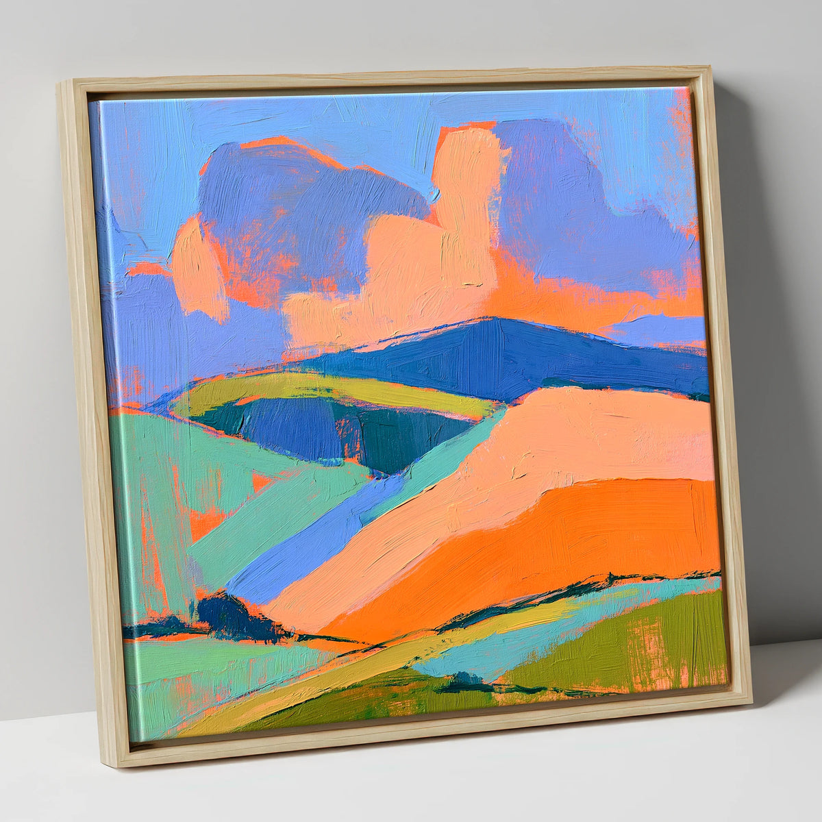 Rolling Fells in Vivid Colour lake district fell canvas wall art in natural frame