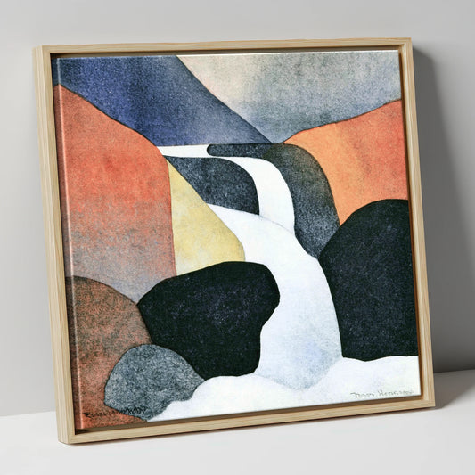 Abstract Fellside Beck Waterfall lake district waterfall canvas wall art in natural frame