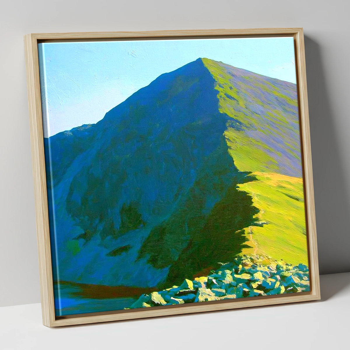Sunlit Ridge of Ill Bell lake district fell canvas wall art in natural frame
