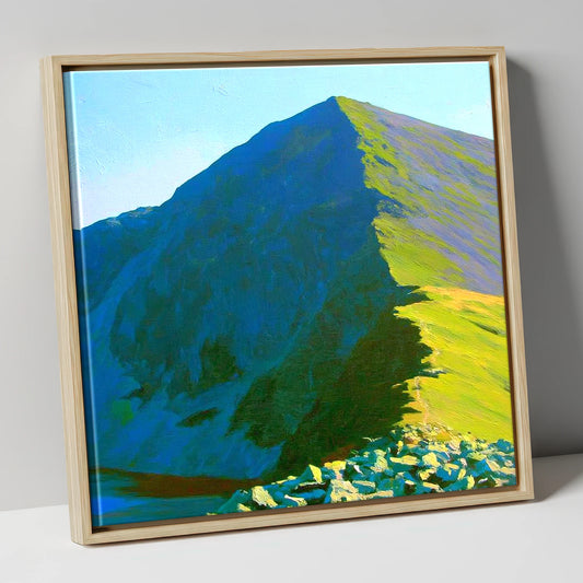 Sunlit Ridge of Ill Bell lake district fell canvas wall art in natural frame