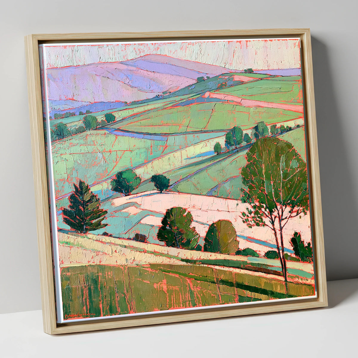 Pastel Evening Light on the Fells lake district sky canvas wall art in natural frame