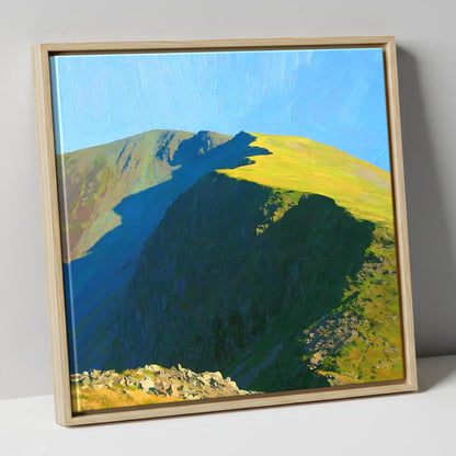 Sunlit Ridge on High Stile lake district fell canvas wall art in natural frame