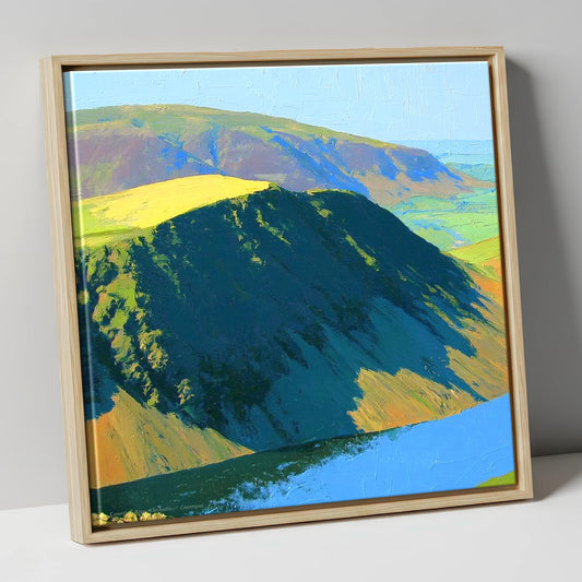 Vibrant Mellbreak Ridge and Lake lake district fell canvas wall art in natural frame