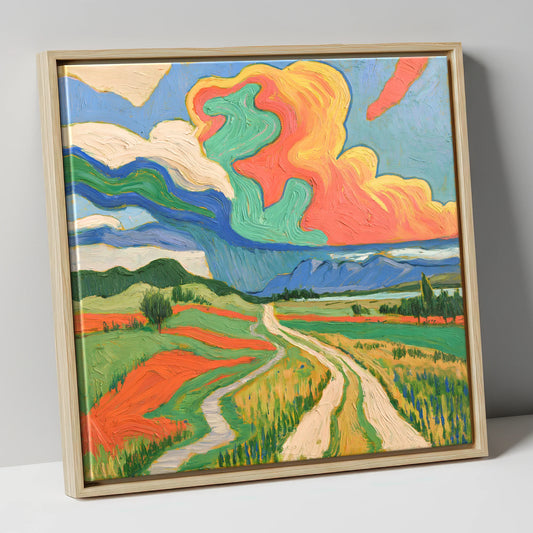 Vivid Storm Over the Fells lake district sky canvas wall art in natural frame
