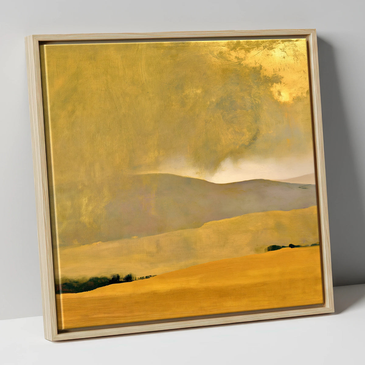 Golden Storm Over Lakeland Fells lake district sky canvas wall art in natural frame