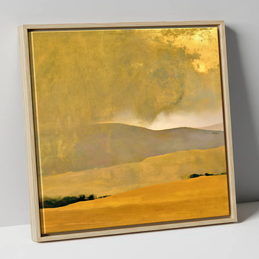 Golden Storm Over Lakeland Fells lake district sky canvas wall art in natural frame