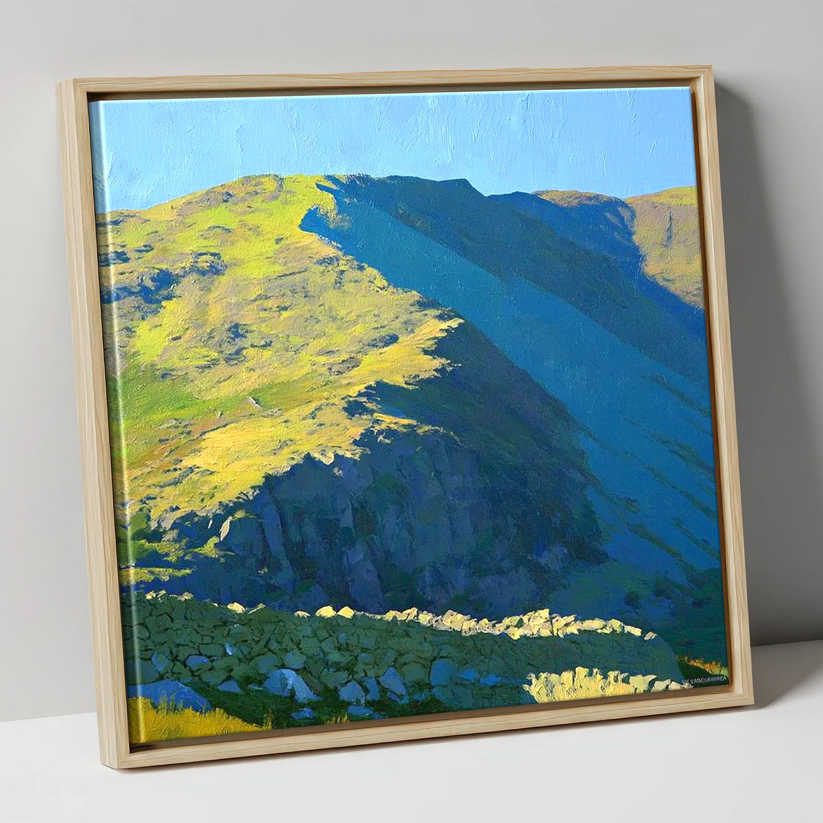 Mardale Ill Bell Sunlit Ridge lake district fell canvas wall art in natural frame