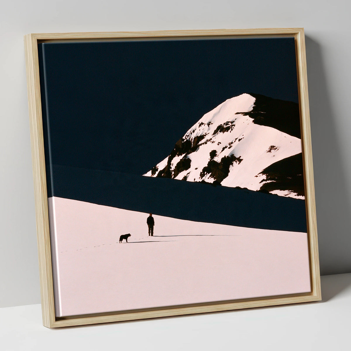 Winter Dog Walk Beneath Skiddaw gifts for dog walkers canvas wall art in natural frame