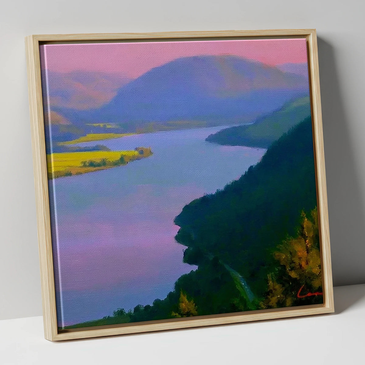 Vibrant Evening Over Bassenthwaite Lake lake district lake canvas wall art in natural frame