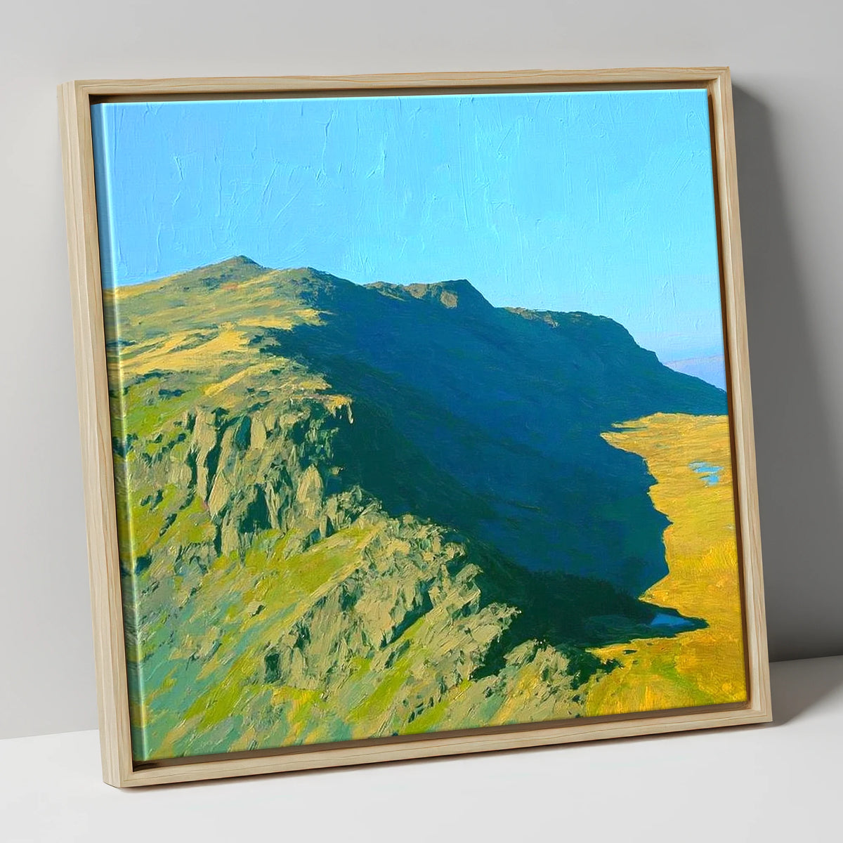 Thunacar Knott Ridge and Crags lake district fell canvas wall art in natural frame
