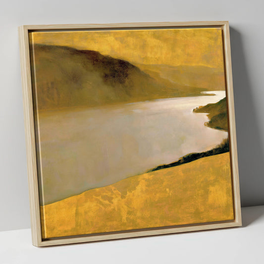 Golden Fells Above the Lake lake district lake canvas wall art in natural frame