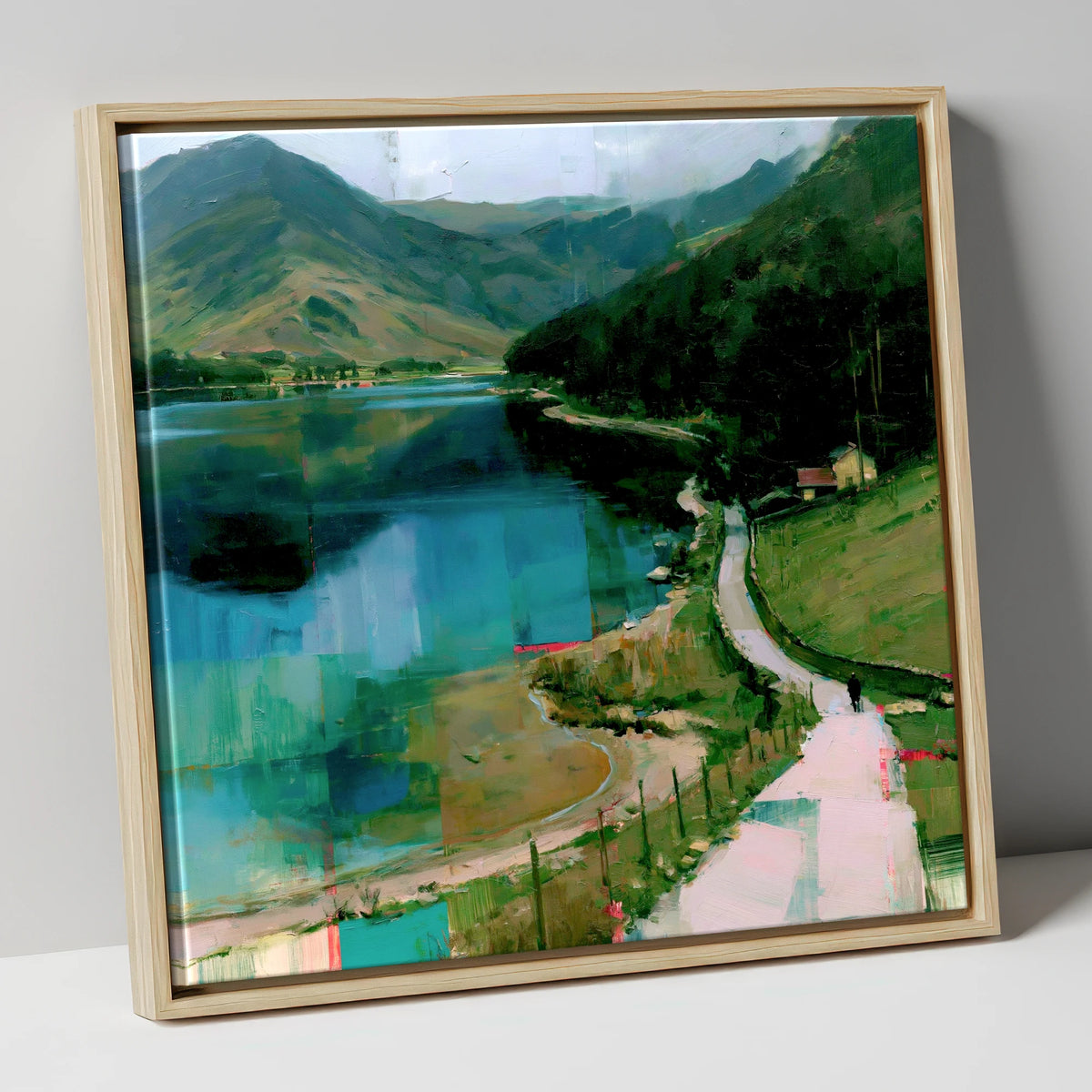 Vivid Teal Buttermere Path buttermere wall art canvas wall art in natural frame