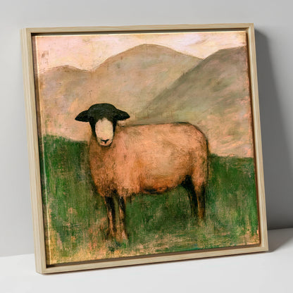 Herdwick Sheep on Warm Fellside lake district wildlife canvas wall art in natural frame