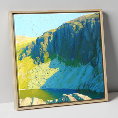 Vibrant Pavey Ark and Tarn lake district fell canvas wall art in natural frame