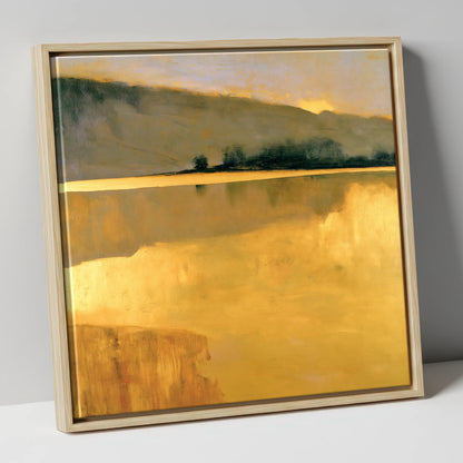 Calm Lake in Golden Light lake district lake canvas wall art in natural frame