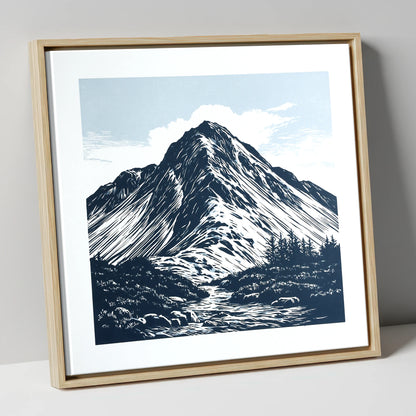 Great Gable in Deep Navy lake district fell canvas wall art in natural frame