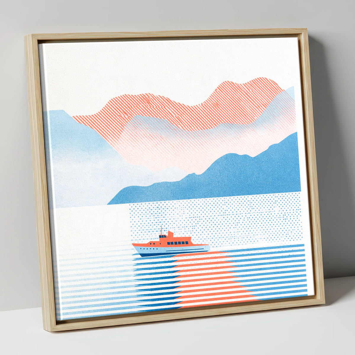 Graphic Windermere Lake Cruiser lake district lake canvas wall art in natural frame