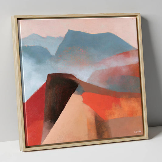 Terracotta Misty Mountain Ridge lake district fell canvas wall art in natural frame