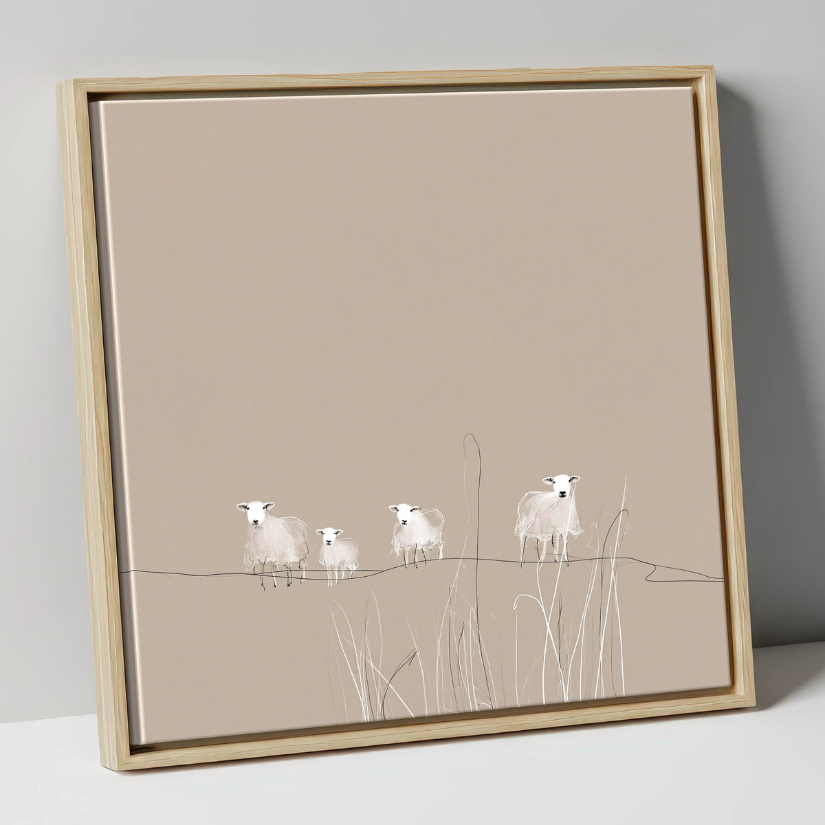 Delicate Herdwick Sheep on Fellside lake district wildlife canvas wall art in natural frame