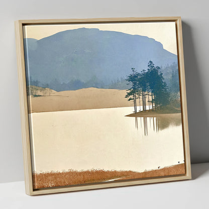 Reflected Pines at Tarn Hows lake district lake canvas wall art in natural frame